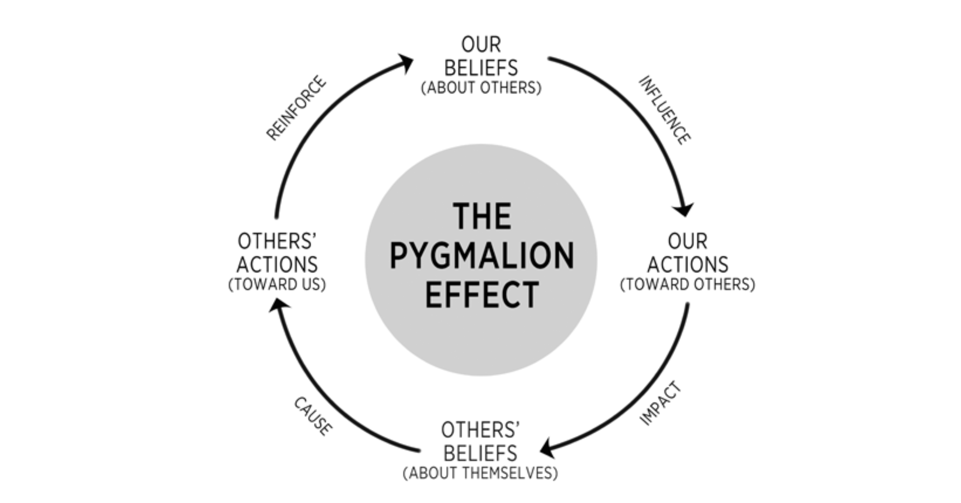 The Pygmalion Effect is a phenomenon whereby high expectations lead to great performance. It can be understand how our beliefs about another