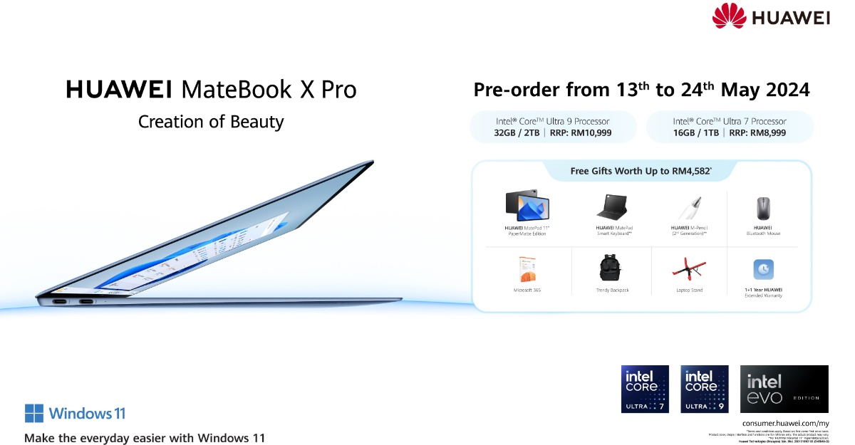 Pre-Order Is Now Available For The New Ultra Lightweight & Powerful HUAWEI Matebook X Pro